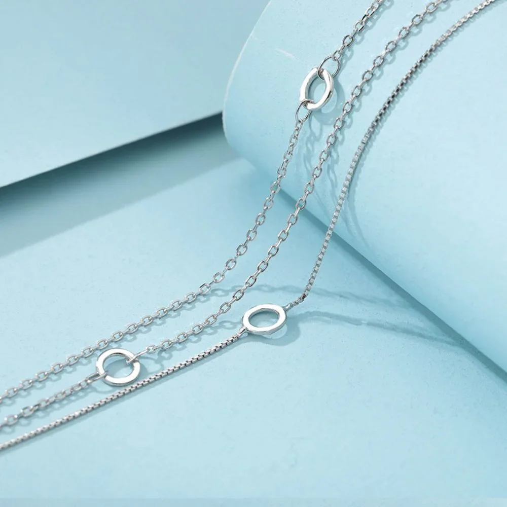 #NEW 925 Sterling Silver Circle Chain Bracelet